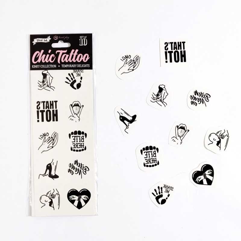 Jadelingerie 91, 92 et 77 Set 10 tatoos Kinky temporaires Jadelingerie 91, 92 et 77 Set 10 tatoos Kinky temporaires