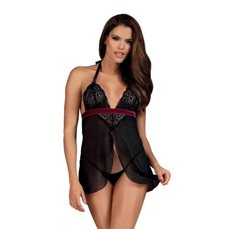 Jadelingerie 91, 92 et 77 Babydoll Rossita avec String Noir